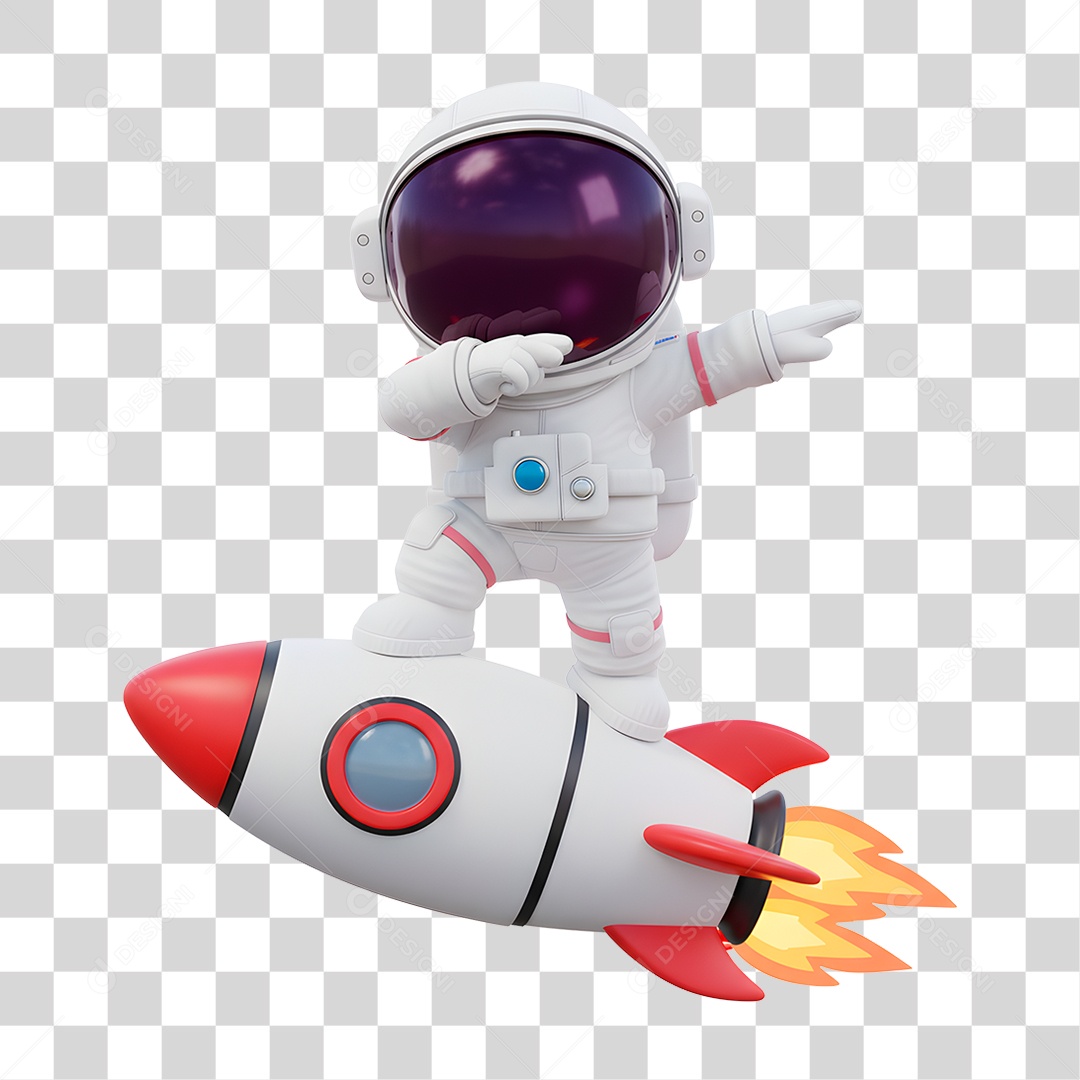 Personagem 3D Astronauta PNG Transparente