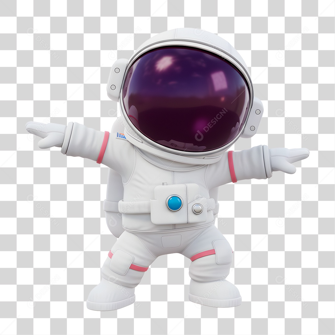 Personagem 3D Astronauta PNG Transparente