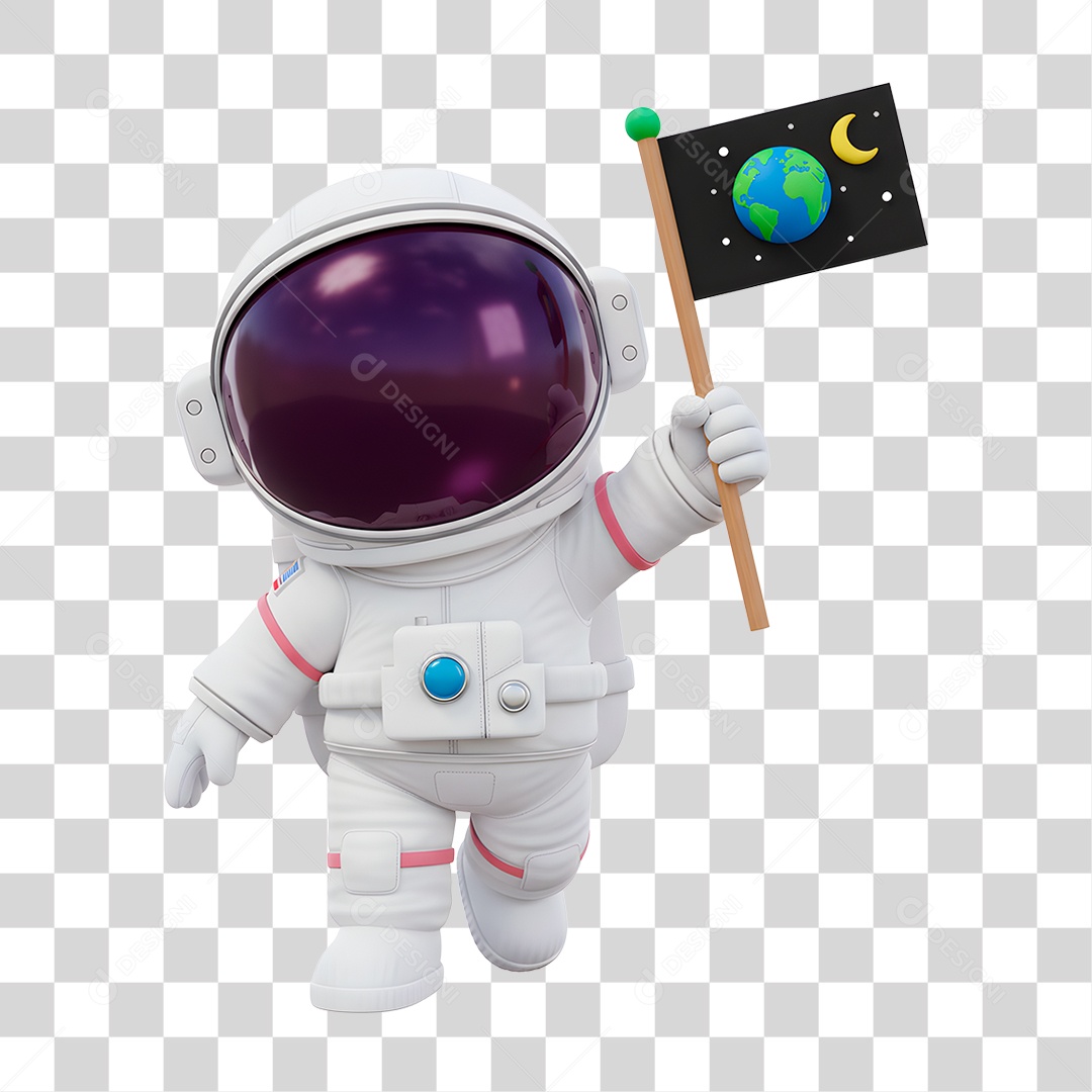 Personagem 3D Astronauta PNG Transparente