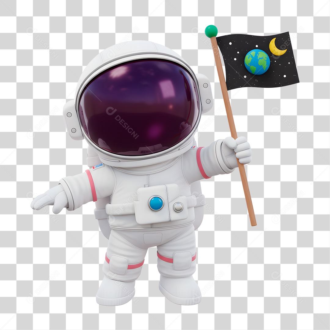Personagem 3D Astronauta PNG Transparente