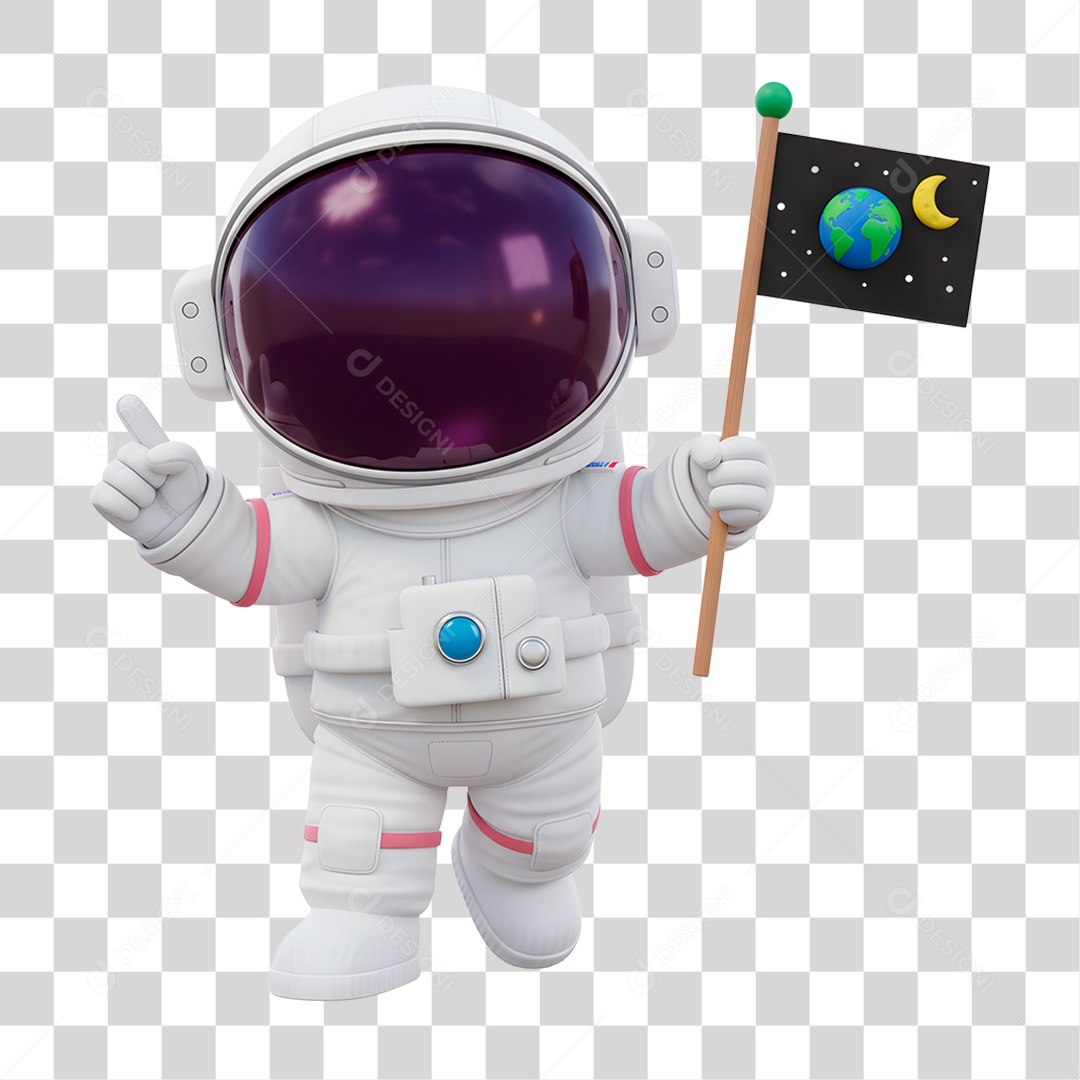 Personagem 3D Astronauta PNG Transparente
