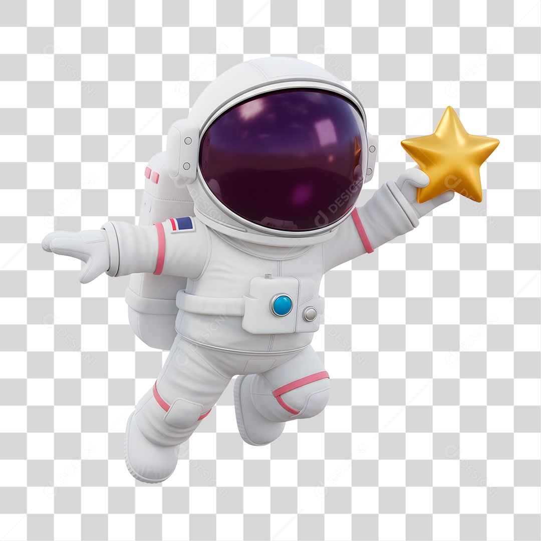 Personagem 3D Astronauta PNG Transparente