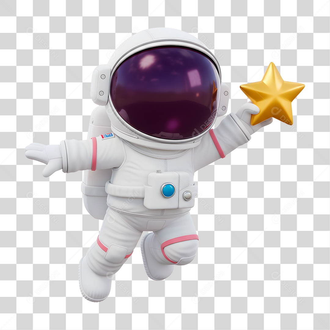 Personagem 3D Astronauta PNG Transparente