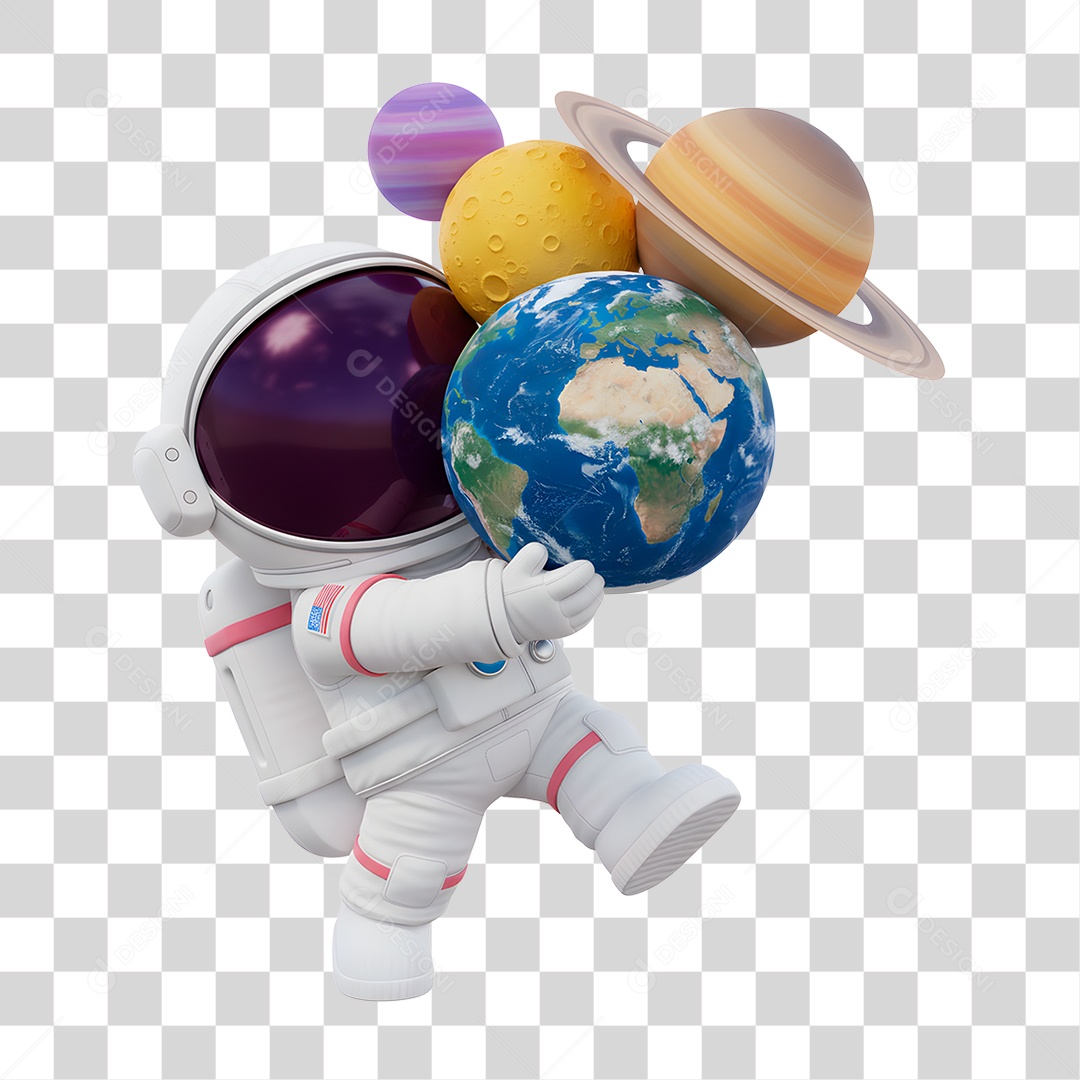 Personagem 3D Astronauta PNG Transparente