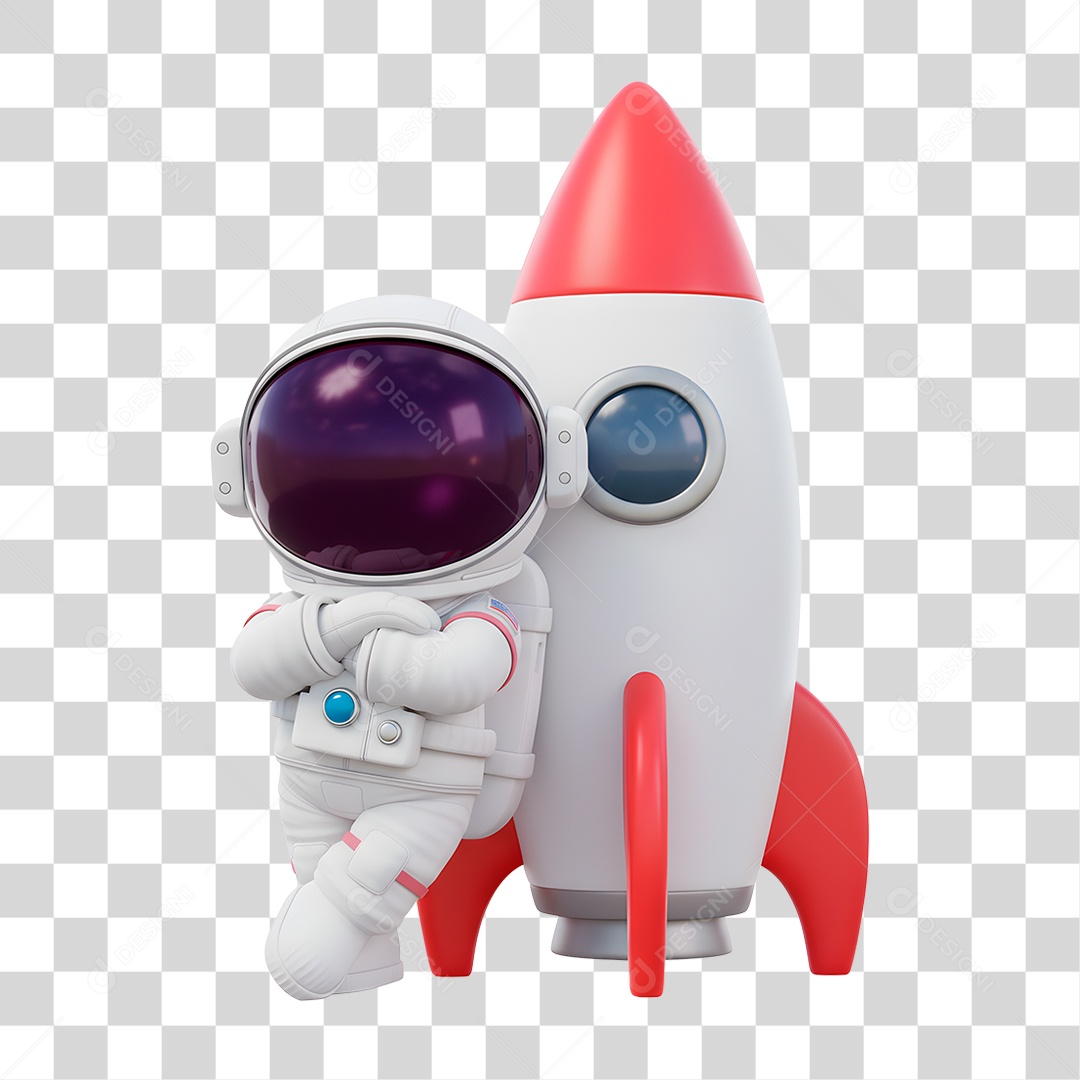 Personagem 3D Astronauta PNG Transparente