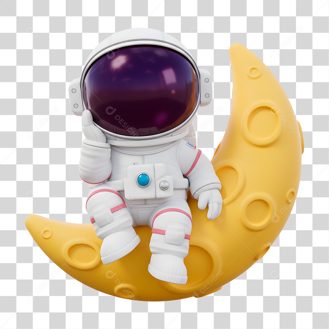 Personagem 3D Astronauta PNG Transparente