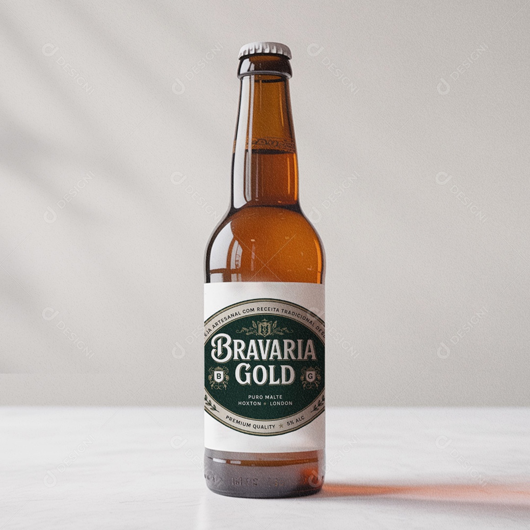 Rótulo de Cerveja Bravaria Gold AI + EPS Editável