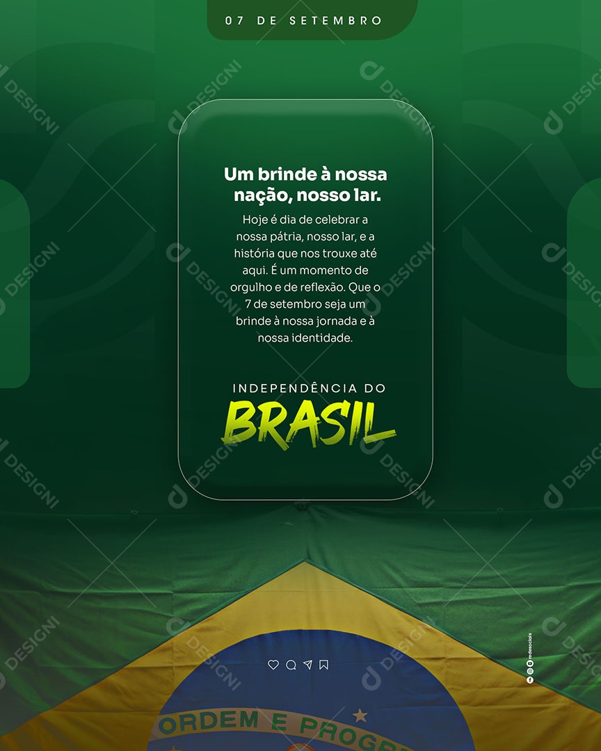 Social Media Independência do Brasil Bandeira em Movimento Verde Amarelo 07 de Setembro PSD Editável