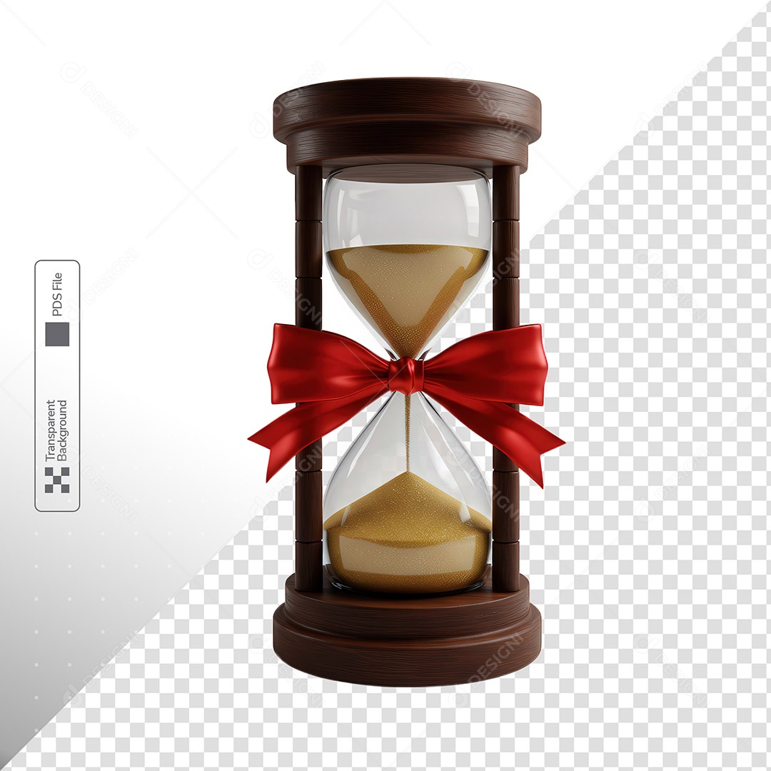 Ampulheta Tempo Laço Vermelho Objeto Decoração PSD