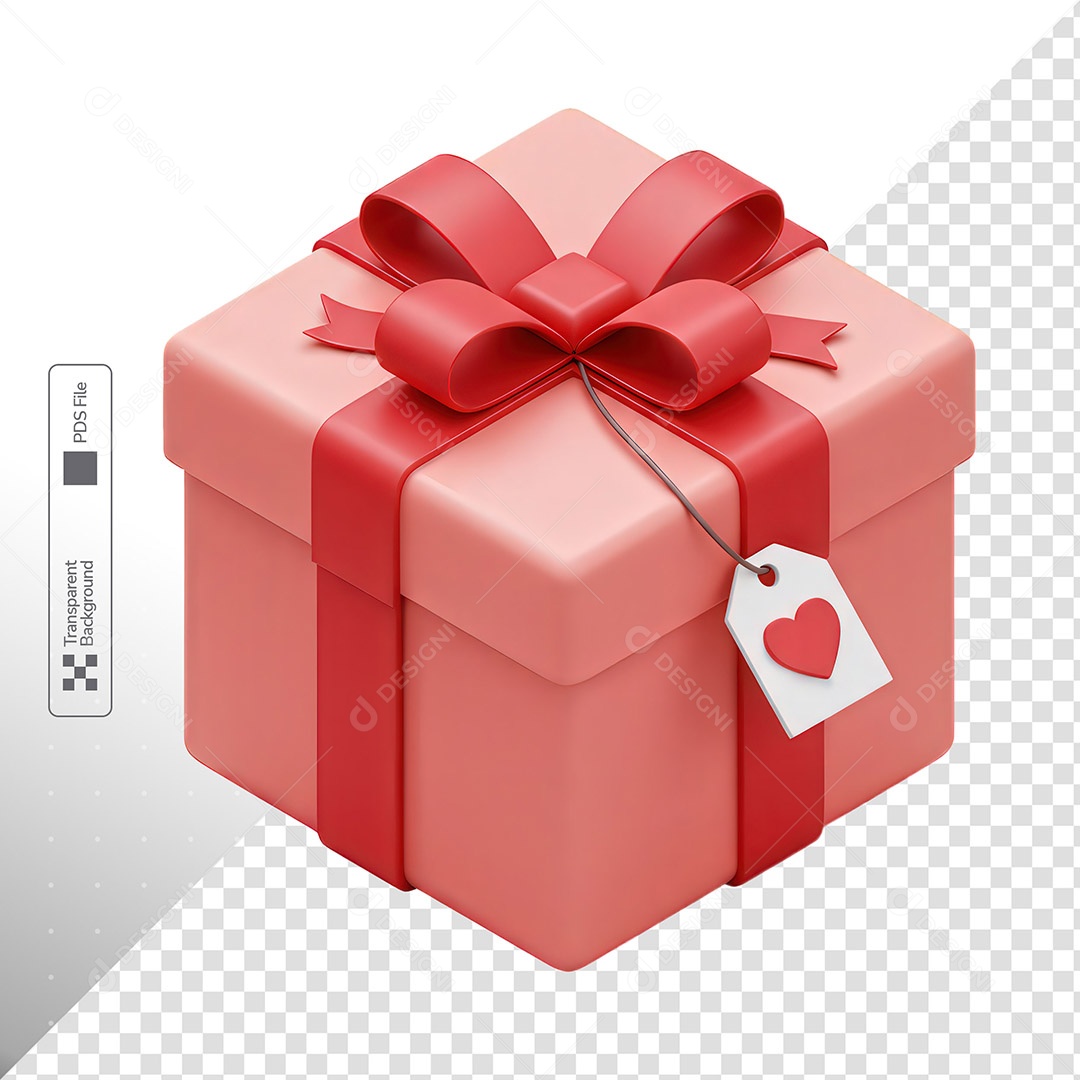 Presente Rosa Laço Vermelho Caixa Amor PSD