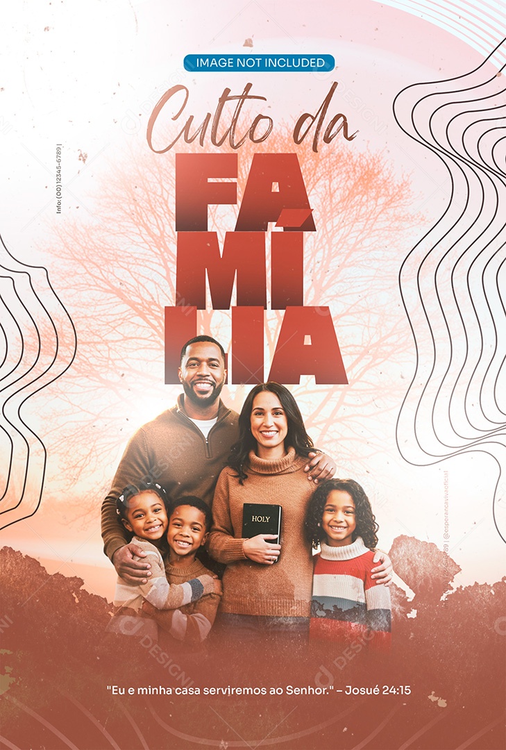 Social Media Culto da Família Igreja Cartaz Evento Religioso PSD Editável