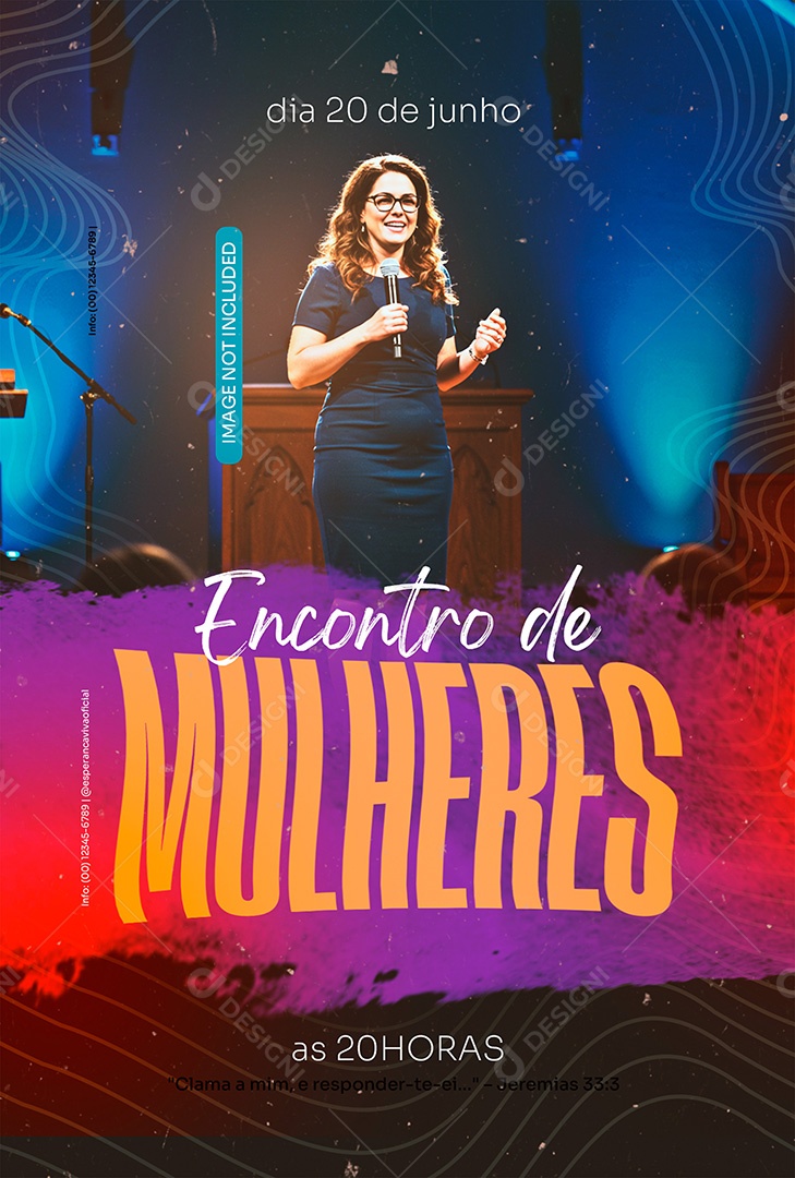 Social Media Encontro de Mulheres Evento Especial Ministério Feminino Palavra Reflexão Louvor PSD Editável