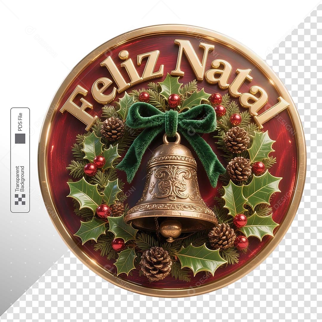 Guirlanda Natalina Vermelha Sino Dourado Laço Verde Ornamentação Clássica PSD
