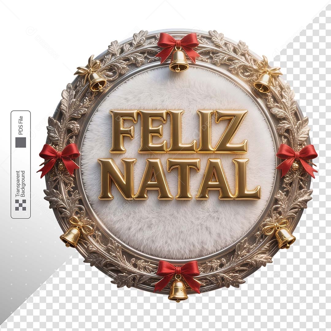 Guirlanda Natalina Luxo Branco Dourado Laços Vermelhos Estilo Elegante PSD