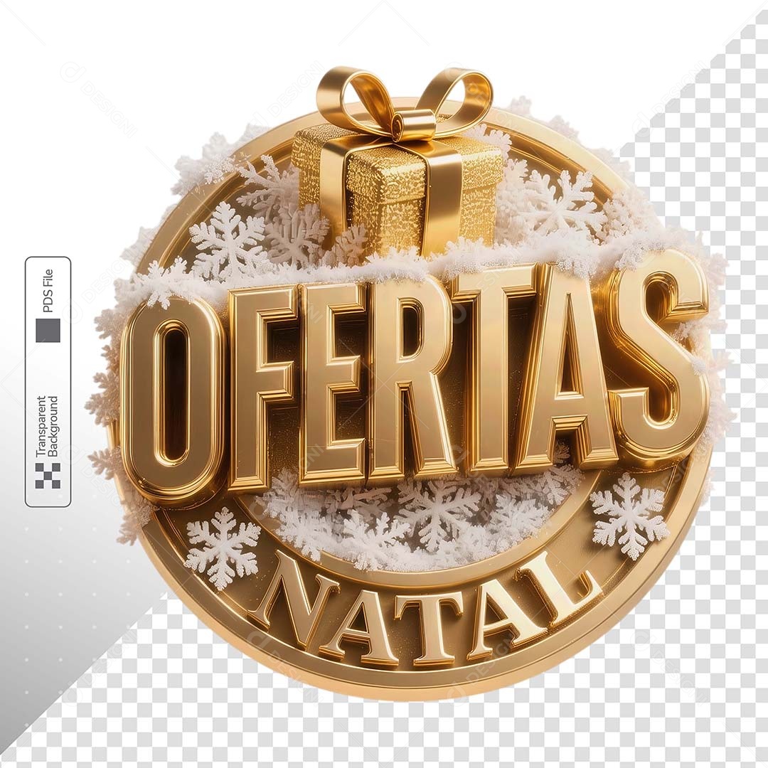 Selo Ofertas de Natal Dourado Neve PSD