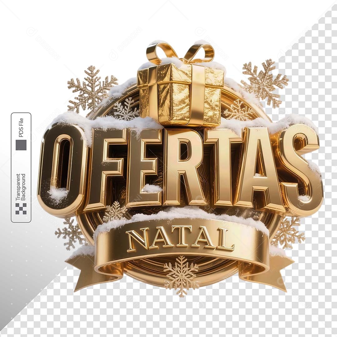 Selo Ofertas de Natal Dourado Neve PSD
