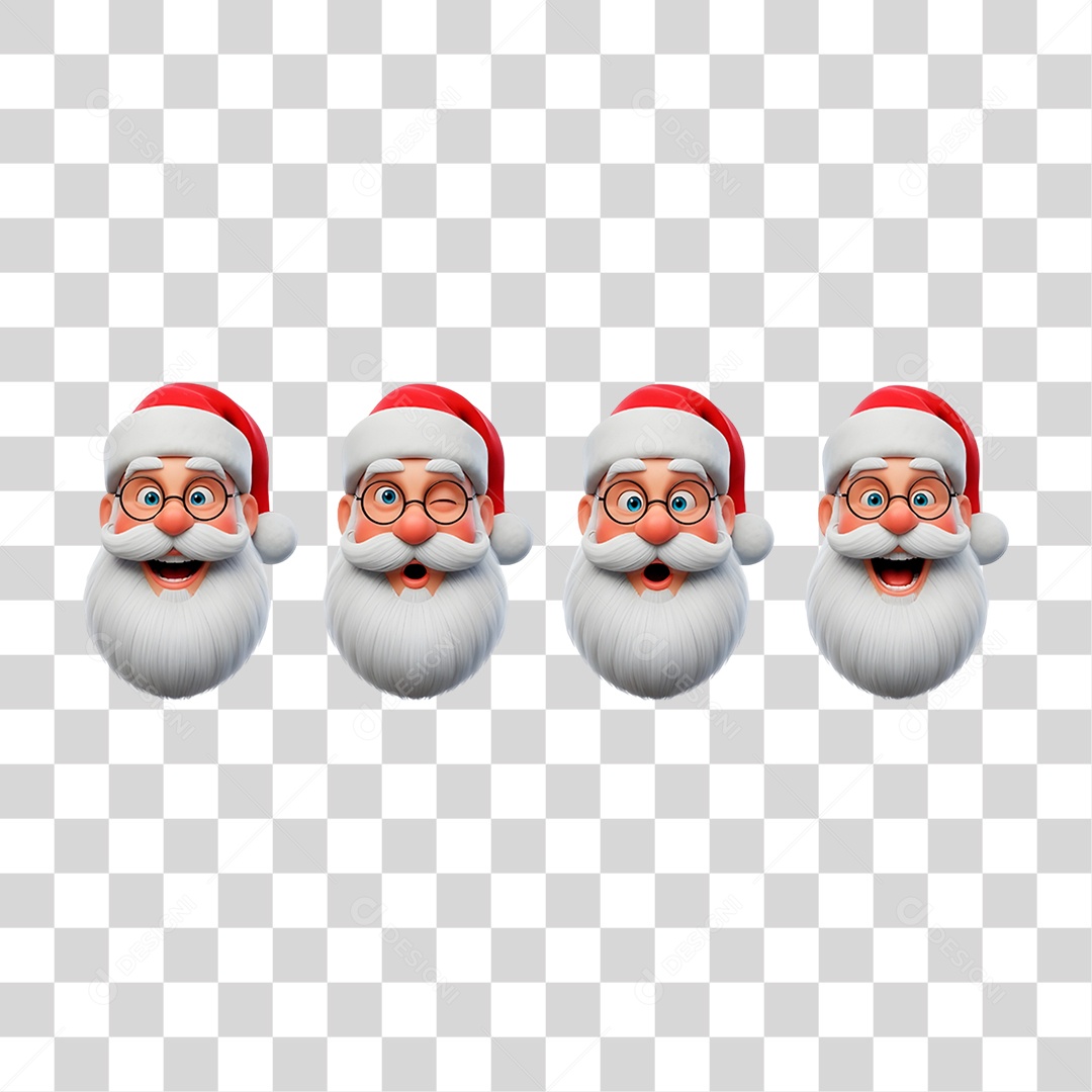 Conjunto de Bonecos de Papai Noel PNG Transparente