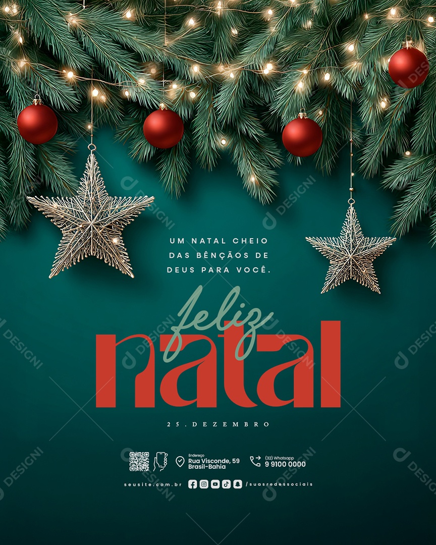 Feliz Natal 25 de Dezembro Social Media PSD Editável