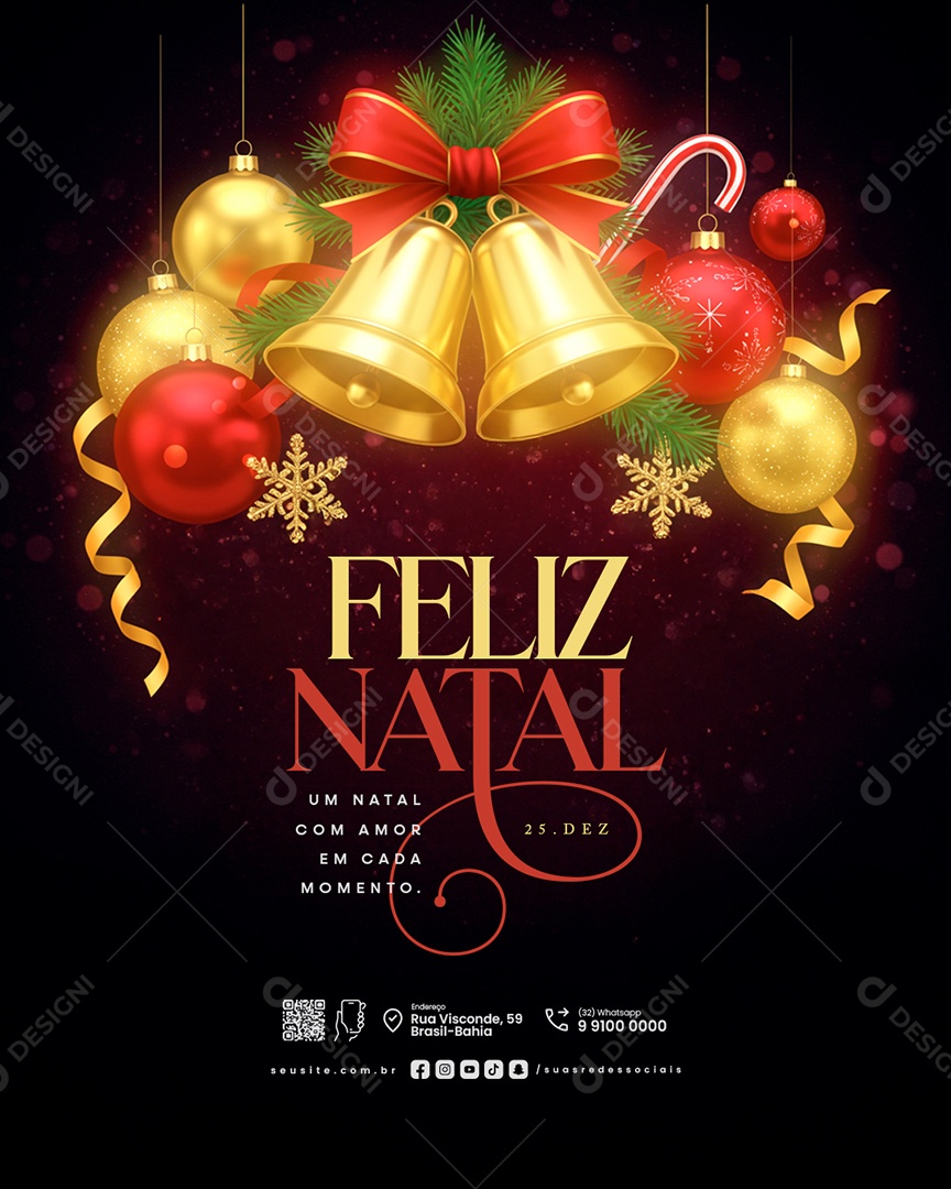 Feliz Natal 25 de Dezembro Um Natal com Amor Social Media PSD Editável