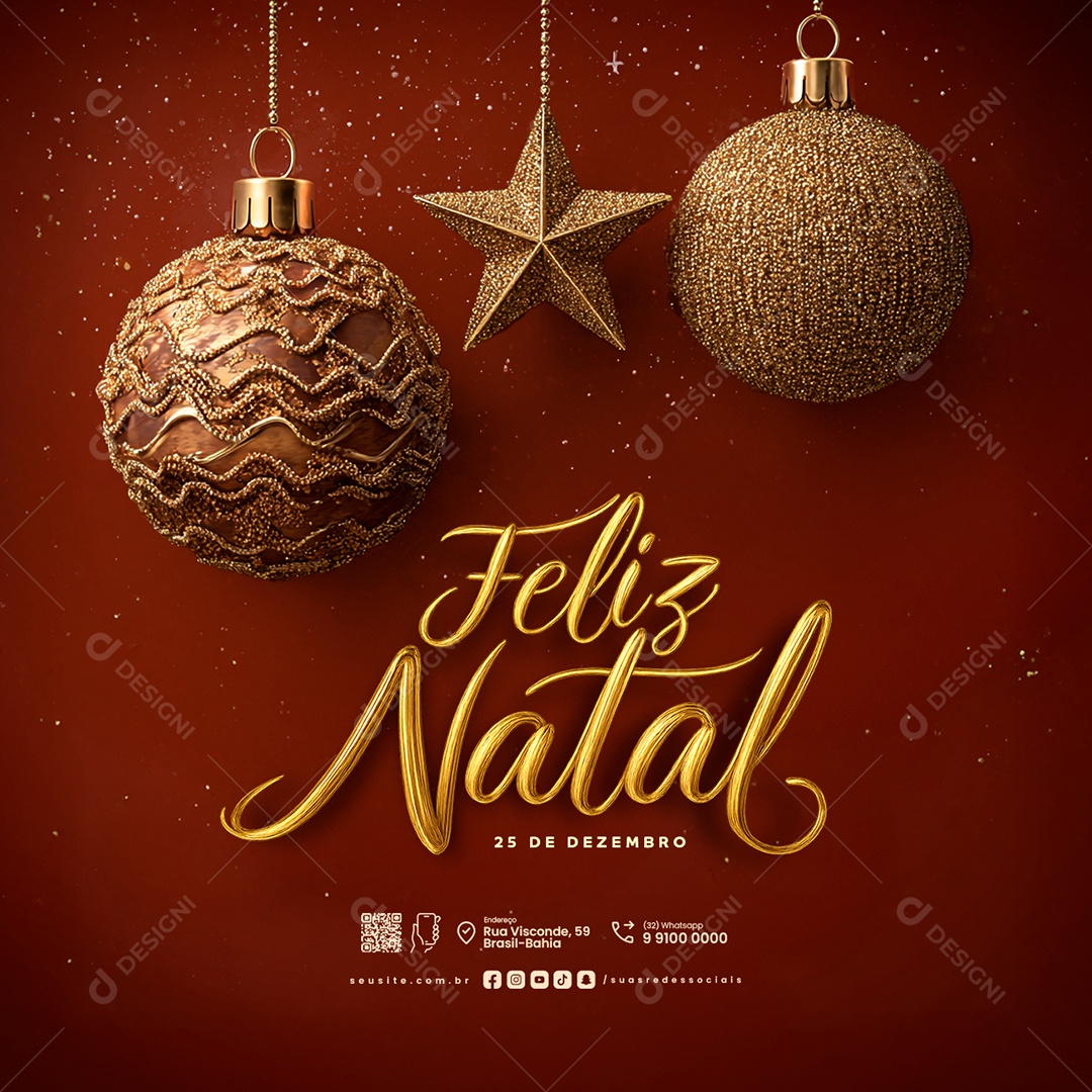 Feliz Natal 25 de Dezembro Social Media PSD Editável