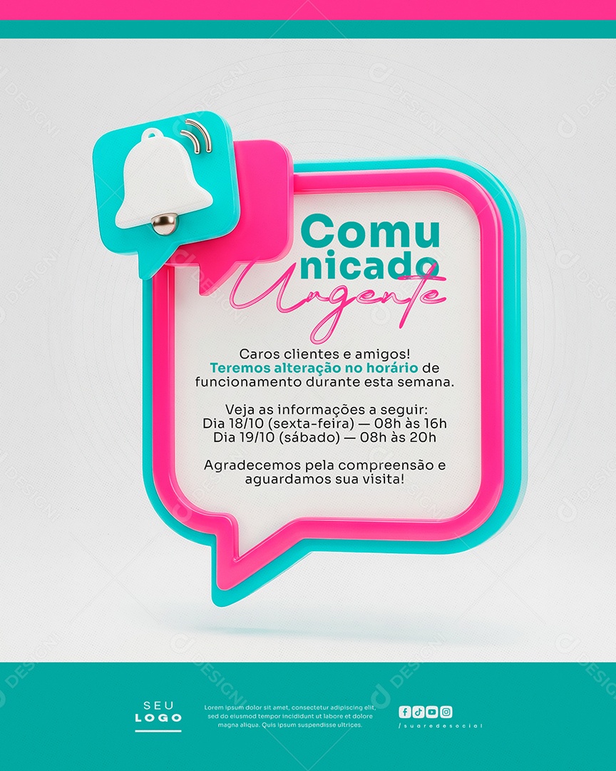 Comunicado Urgente Social Media PSD Editável