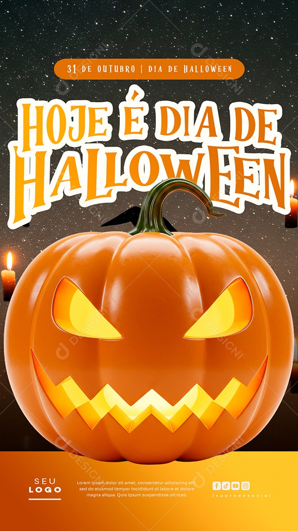 Hoje é Dia de Halloween 31 de Outubro Social Media PSD Editável