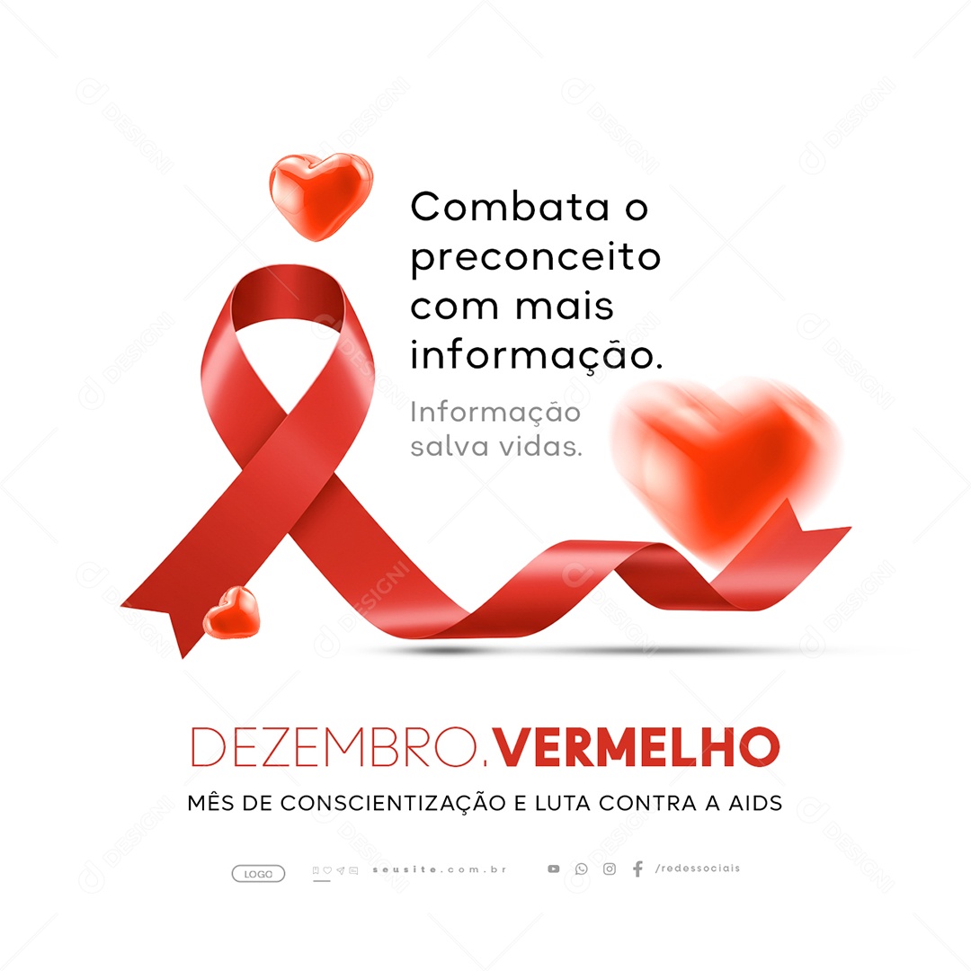 Dezembro Vermelho Combata o Preconceito com Mais Informação Social Media PSD Editável