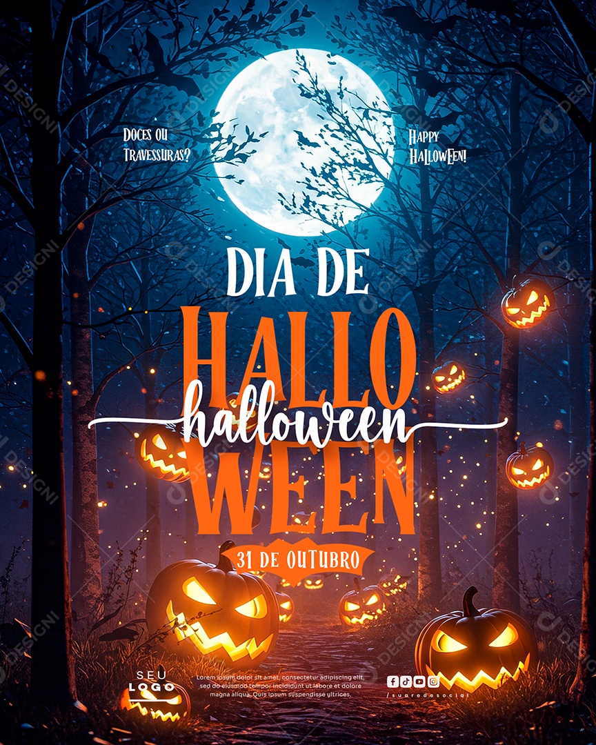 Dia de Halloween 31 de Outubro Social Media PSD Editável
