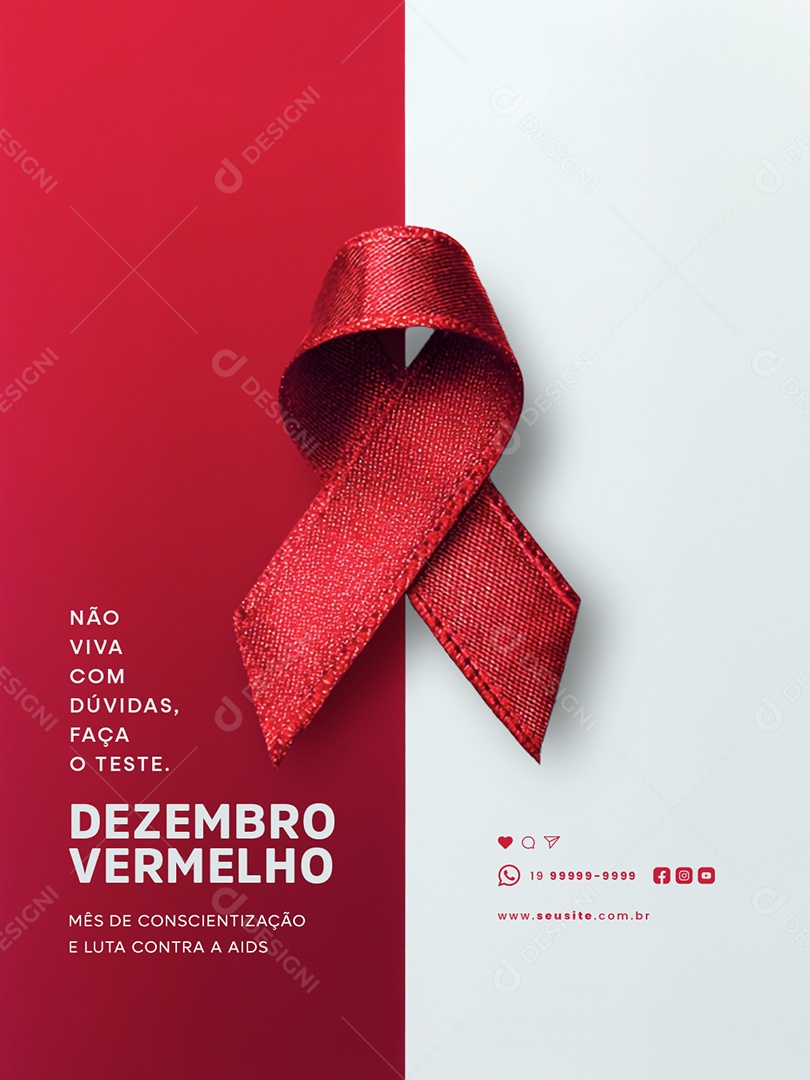 Dezembro Vermelho Mês de Conscientização e Luta Contra a Aids Social Media PSD Editável