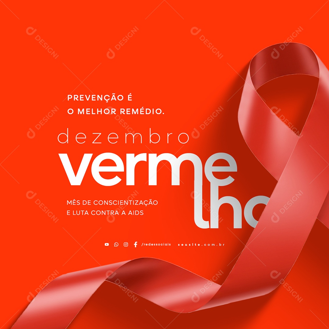 Dezembro Vermelho Prevenção é O Melhor Remédio Social Media PSD Editável