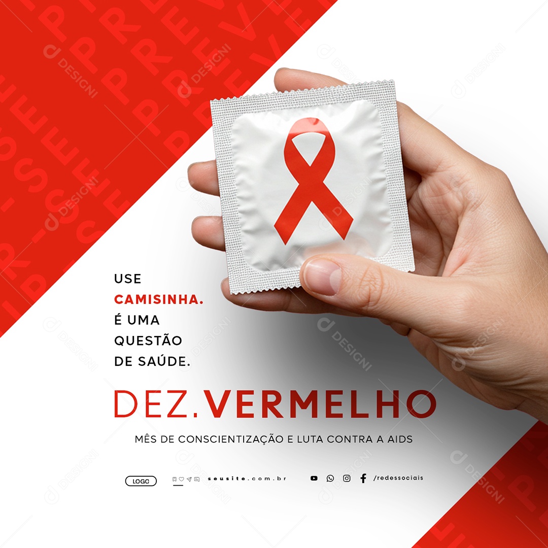 Dezembro Vermelho Use Camisinha é Uma Questão de Saúde Social Media PSD Editável