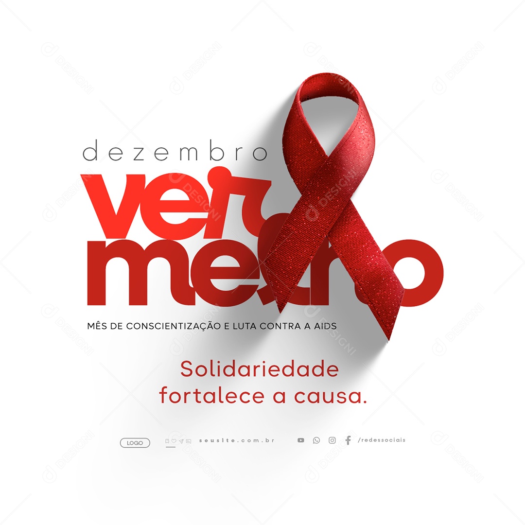 Dezembro Vermelho Mês de Conscientização e Luta Contra a Aids Social Media PSD Editável