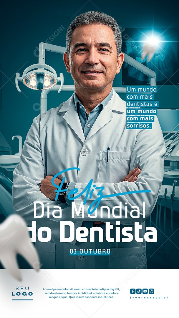 Story Feliz Dia Mundial do Dentista 25 de Outubro Social Media PSD Editável