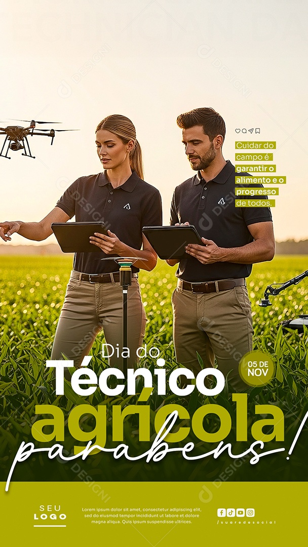 Story Dia do Técnico Agrícola 05 de Novembro Parabéns Social Media PSD Editável