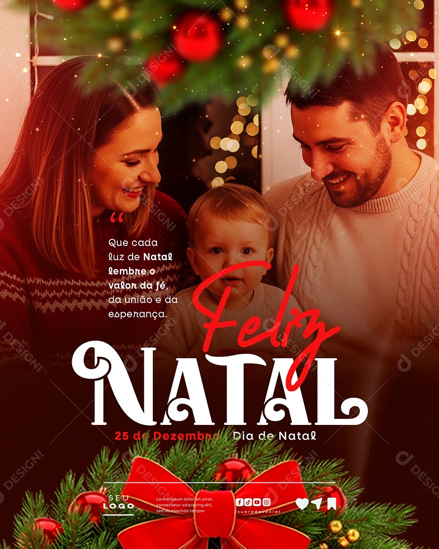 Feliz Natal 25 de Dezembro Social Media PSD Editável