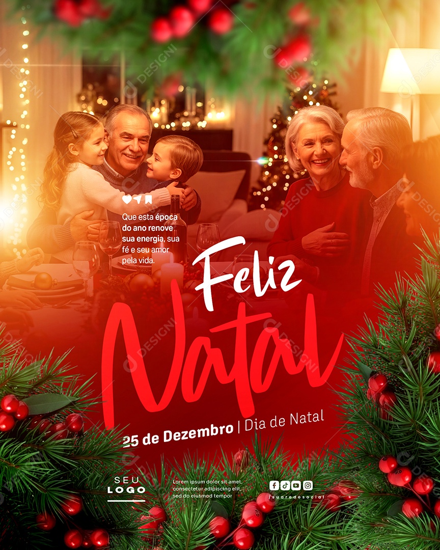 Feliz Natal 25 de Dezembro Dia de Natal Social Media PSD Editável