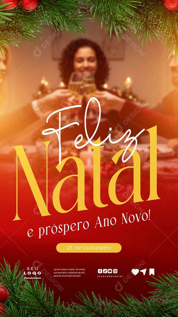 Story Feliz Natal 25 de Dezembro Próspero Ano Novo Social Media PSD Editável