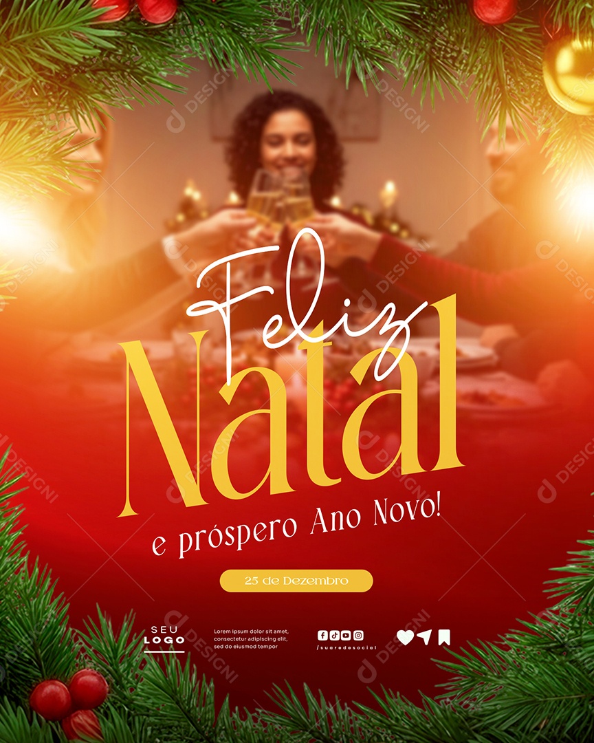 Feliz Natal 25 de Dezembro Social Media PSD Editável
