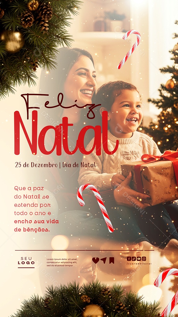 Story Feliz Natal 25 de Dezembro Social Media PSD Editável