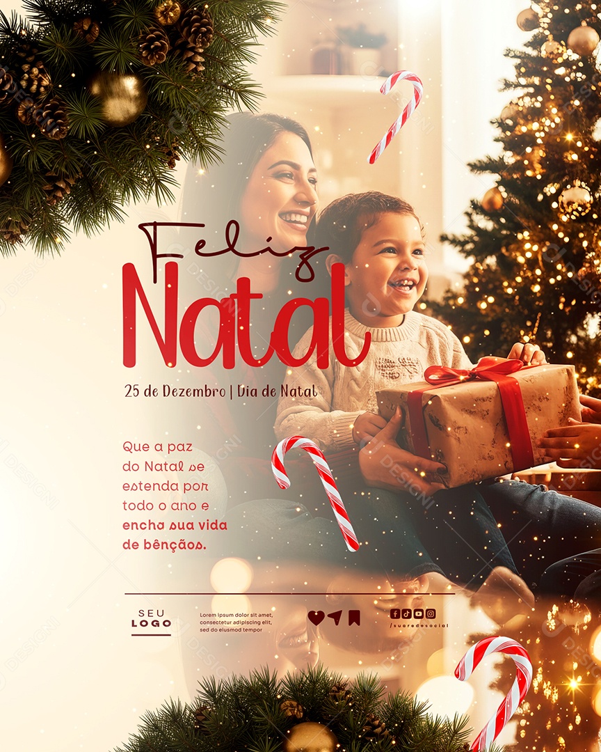 Feliz Natal 25 de Dezembro Social Media PSD Editável