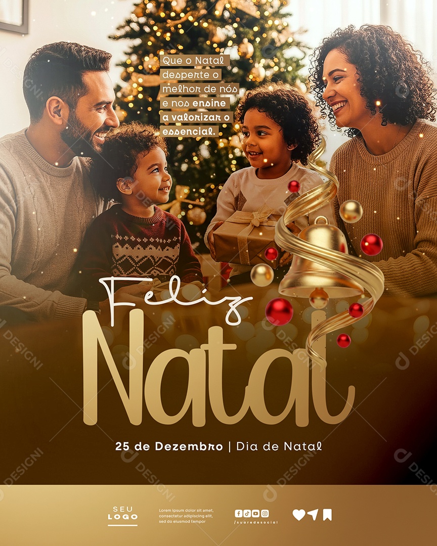 Feliz Natal 25 de Dezembro Que o Natal Desperte o Melhor Social Media PSD Editável