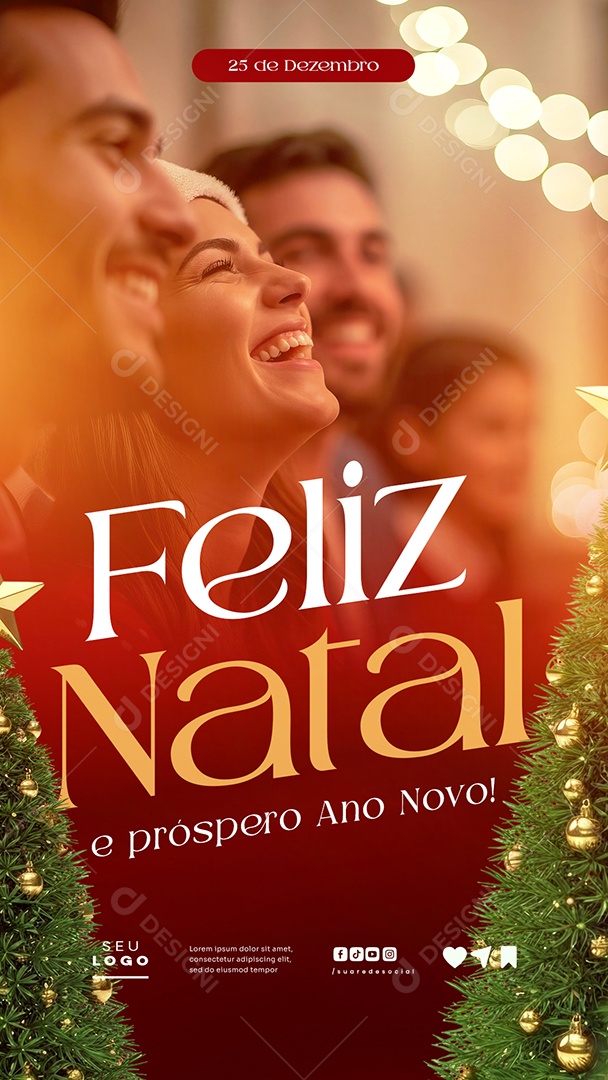 Story Feliz Natal 25 de Dezembro Social Media PSD Editável