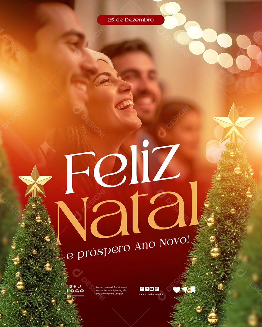 Feliz Natal 25 de Dezembro Social Media PSD Editável