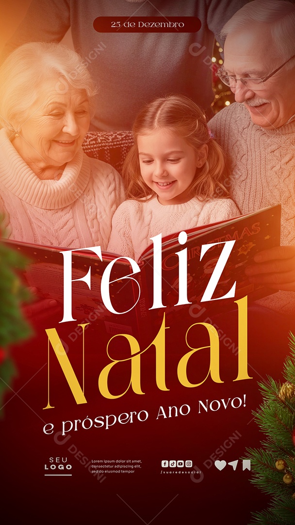Story Feliz Natal 25 de Dezembro Social Media PSD Editável