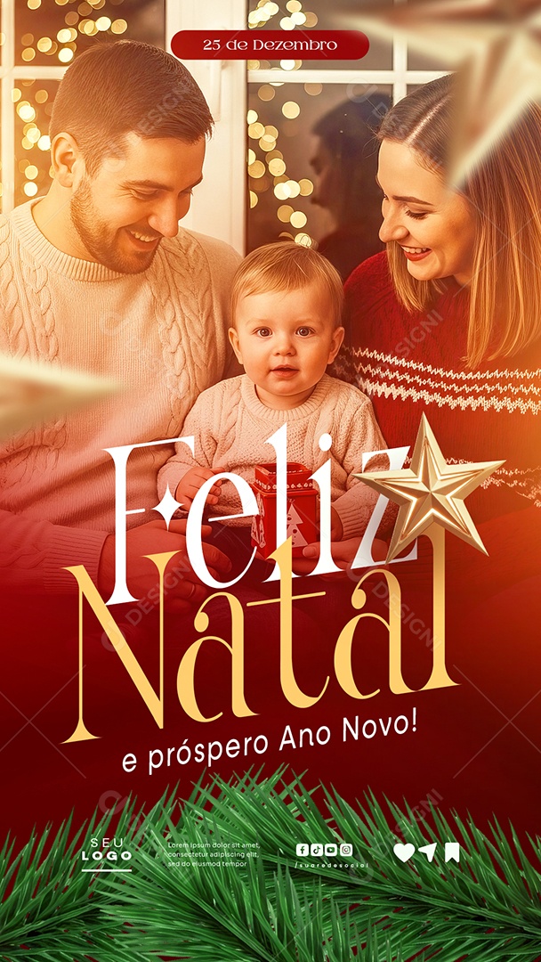 Story Feliz Natal 25 de Dezembro Próspero Ano Novo Social Media PSD Editável