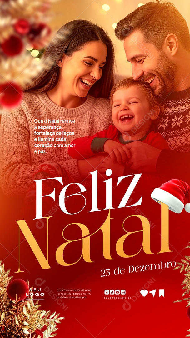 Story Feliz Natal 25 de Dezembro Social Media PSD Editável