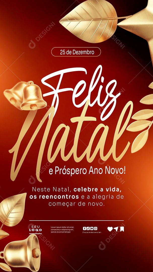 Story Feliz Natal 25 de Dezembro Próspero Ano Novo Social Media PSD Editável