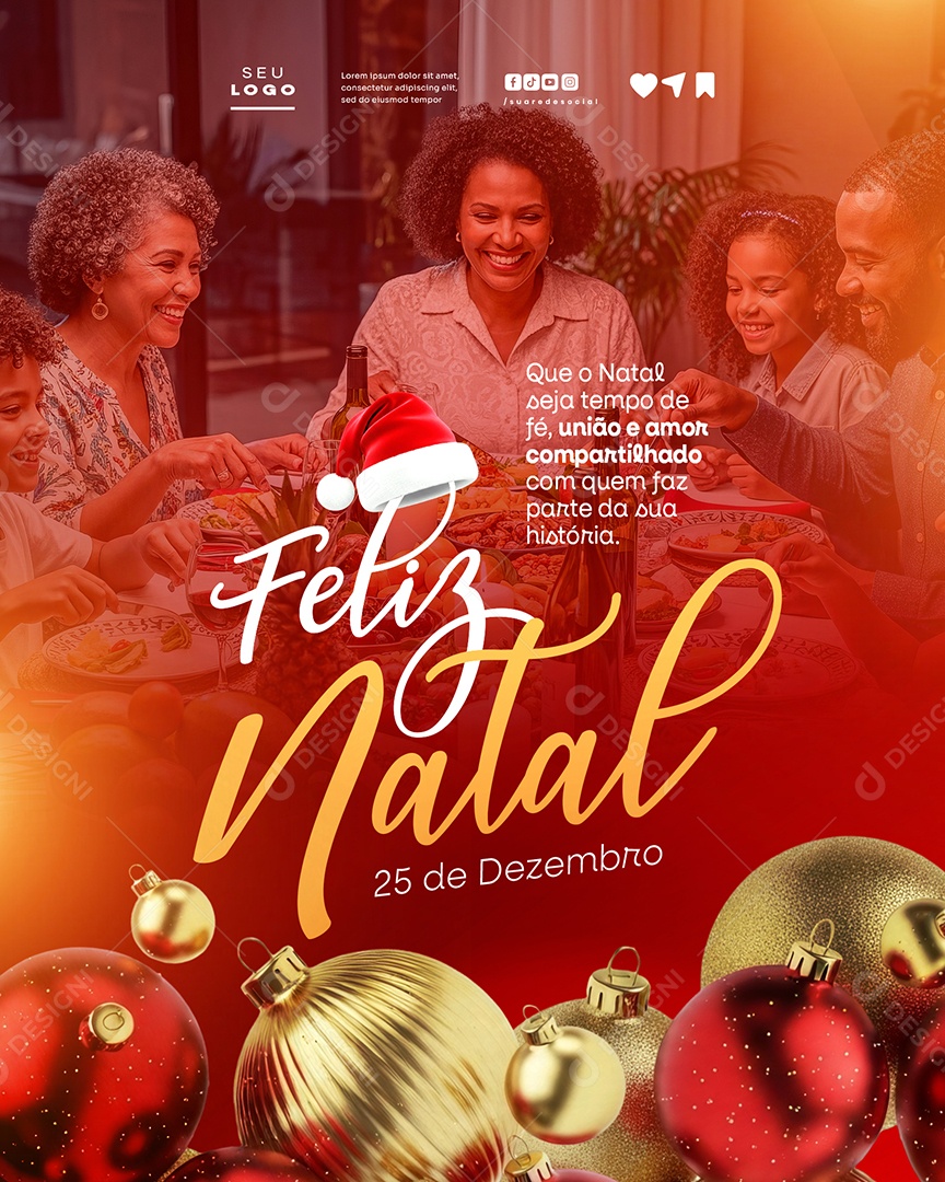 Feliz Natal 25 de Dezembro Social Media PSD Editável
