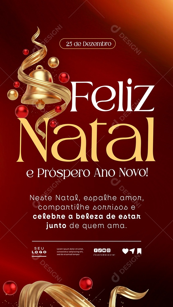 Story Feliz Natal 25 de Dezembro Social Media PSD Editável
