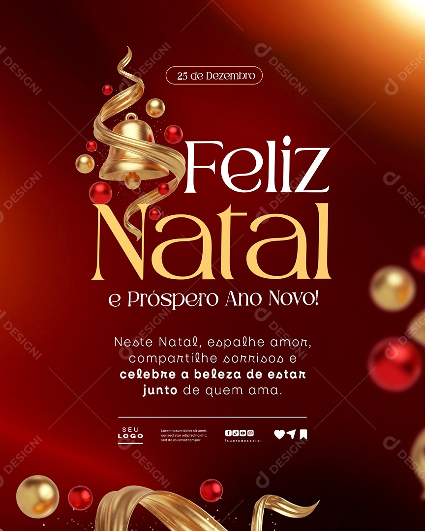Feliz Natal 25 de Dezembro Social Media PSD Editável